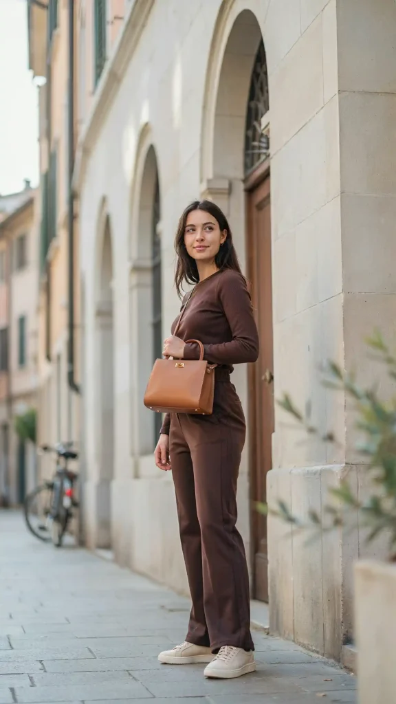 Chocolate-Brown-Athleisure-Set-with-Casual-Street-Style Chocolate Brown Athleisure Set with Casual Street Style
