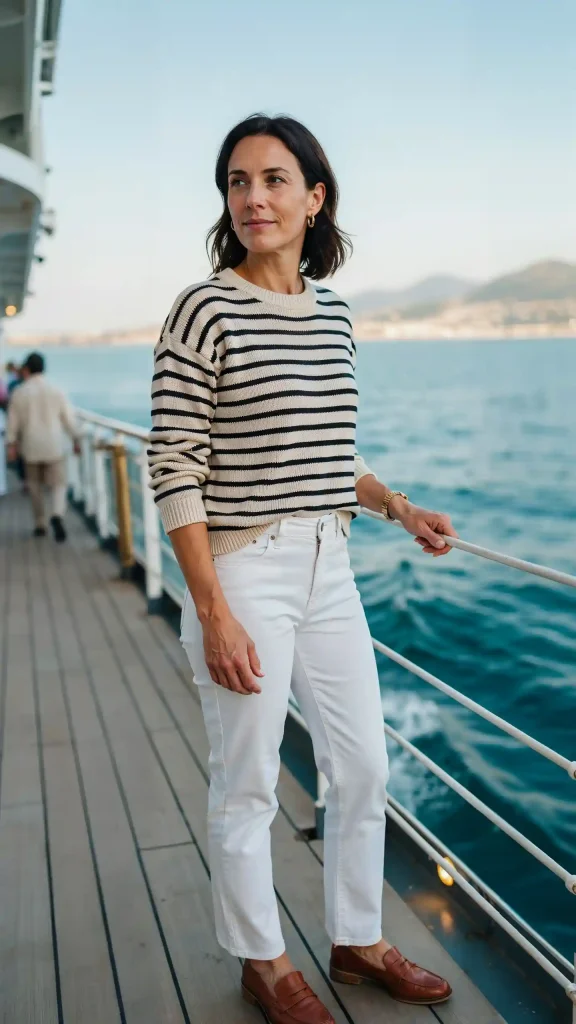Classic-Breton-Stripe-Sweater-with-White-Jeans-and-Loafers Classic Breton Stripe Sweater with White Jeans and Loafers