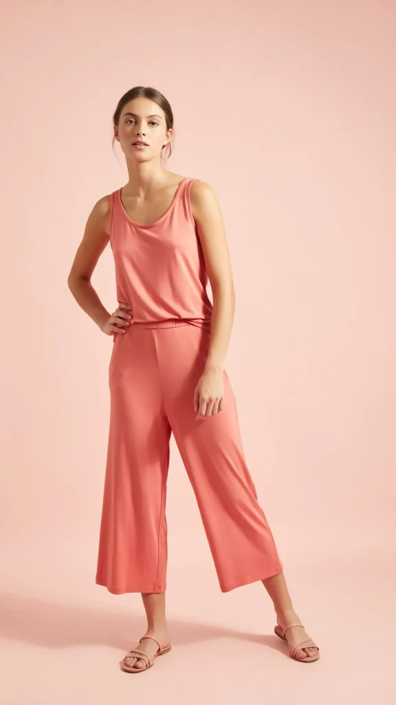 Coral-Sleeveless-Jumpsuit-With-Relaxed-Airy-Design Coral Sleeveless Jumpsuit With Relaxed Airy Design