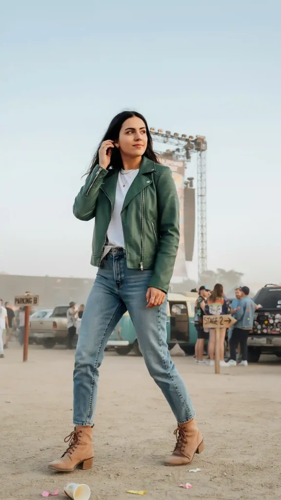 Forest-Green-Leather-Jacket-with-Stonewashed-Denim Forest Green Leather Jacket with Stonewashed Denim