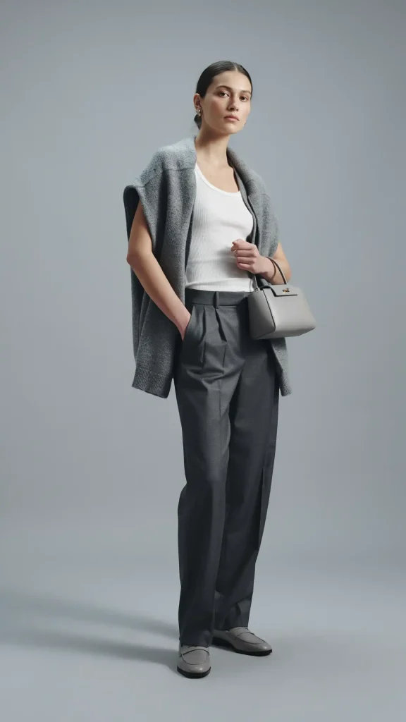 Grey-Oversized-Vest-with-Pleated-Pants-for-Modern-Elegance Grey Oversized Vest with Pleated Pants for Modern Elegance