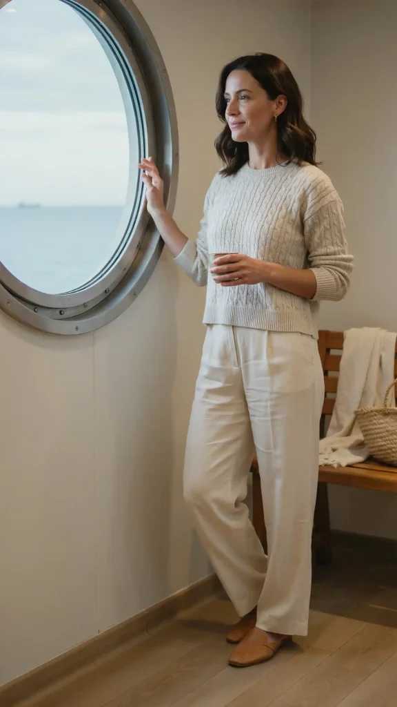 Ivory-Cable-Knit-Sweater-with-Wide-Leg-Linen-Pants Ivory Cable Knit Sweater with Wide Leg Linen Pants