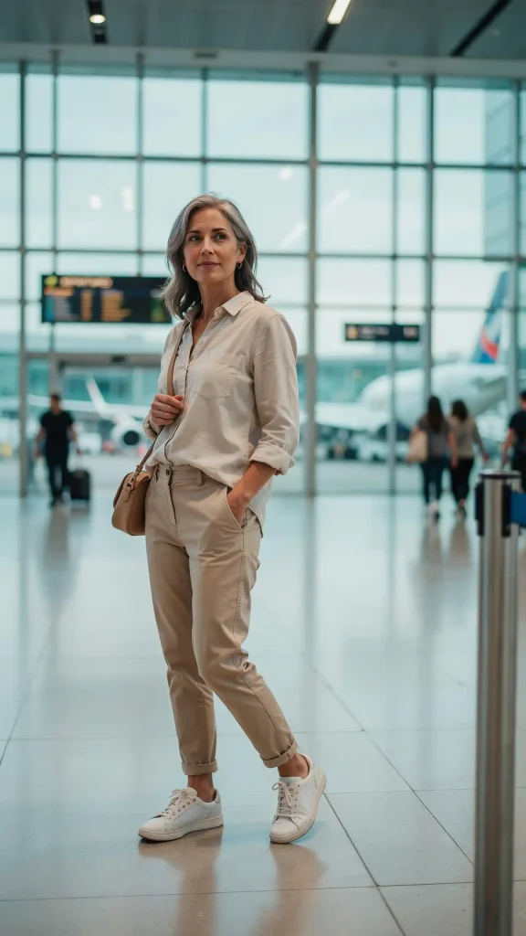 Ivory-Linen-Shirt-With-Beige-Trousers-For-Effortless-Airport-Elegance Ivory Linen Shirt With Beige Trousers For Effortless Airport Elegance
