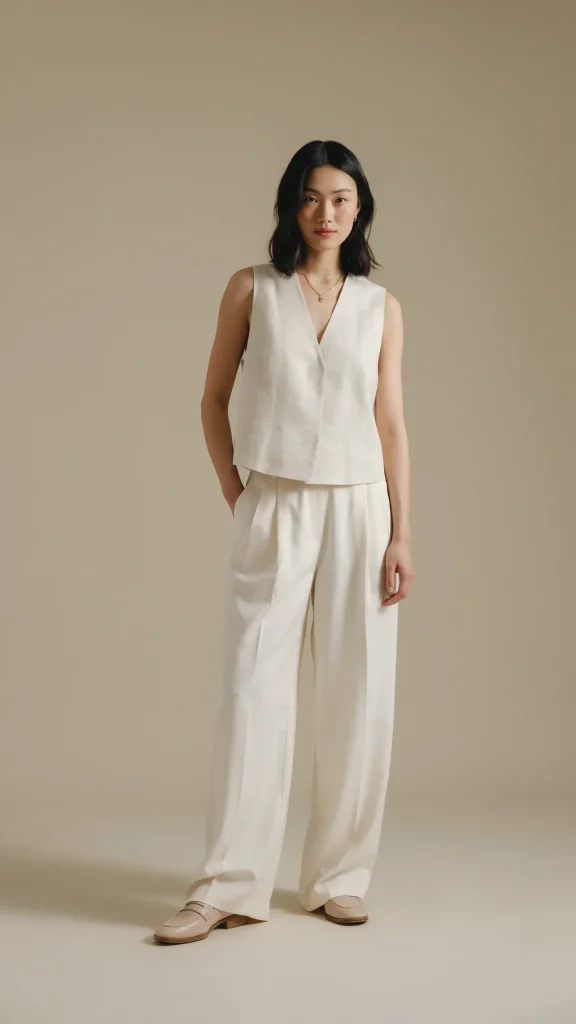 Ivory-Linen-Vest-with-Wide-Leg-Trousers-for-Summer-Elegance Ivory Linen Vest with Wide Leg Trousers for Summer Elegance
