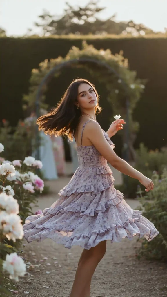 Lavender-Floral-Ruffle-Dress-With-Dreamy-Feminine-Touches Lavender Floral Ruffle Dress With Dreamy Feminine Touches
