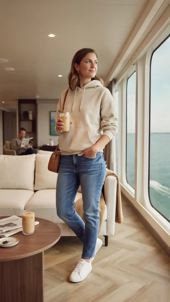 Light-Beige-Hoodie-with-Relaxed-Fit-Jeans-and-White-Sneakers Light Beige Hoodie with Relaxed Fit Jeans and White Sneakers