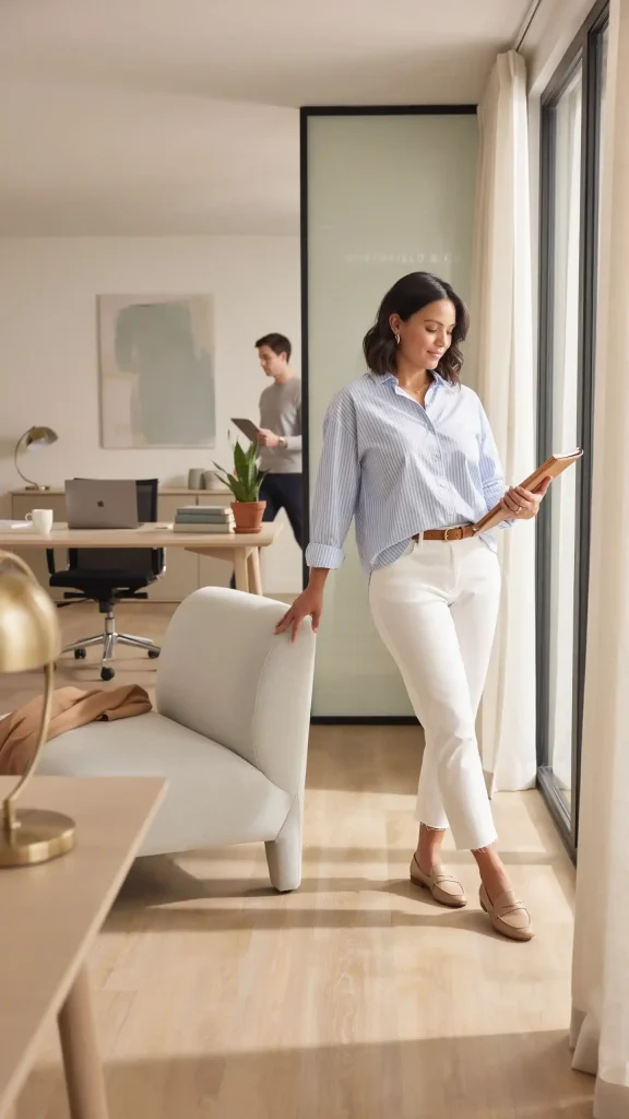 Light-Blue-Striped-Shirt-with-White-Ankle-Length-Trousers Light Blue Striped Shirt with White Ankle Length Trousers