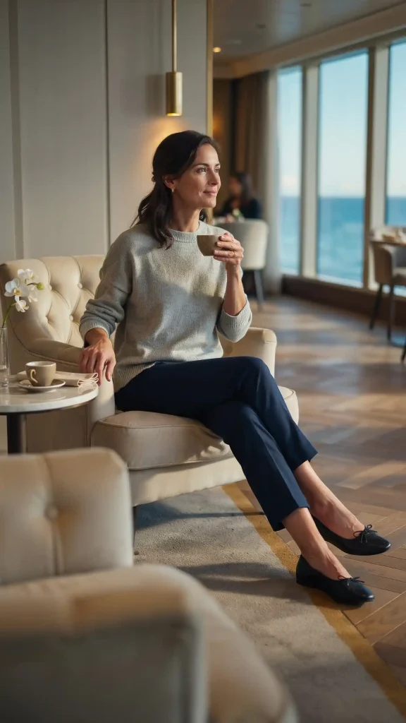 Light-Gray-Cashmere-Sweater-with-Navy-Ankle-Pants-and-Flats Light Gray Cashmere Sweater with Navy Ankle Pants and Flats