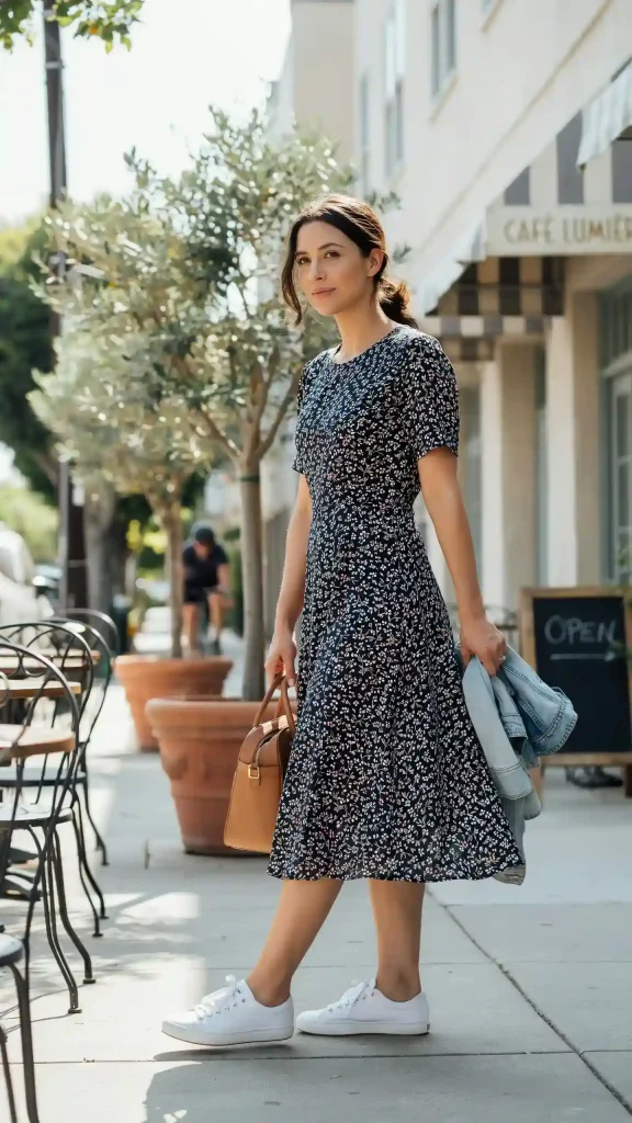 Navy-Floral-A-Line-Dress-With-Classic-Summer-Style Navy Floral A Line Dress With Classic Summer Style