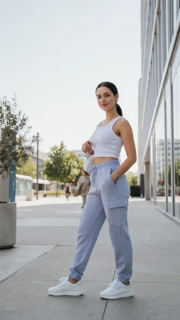 Powder-Blue-Utility-Joggers-with-White-Sneakers-Outfit-Idea Powder Blue Utility Joggers with White Sneakers Outfit Idea