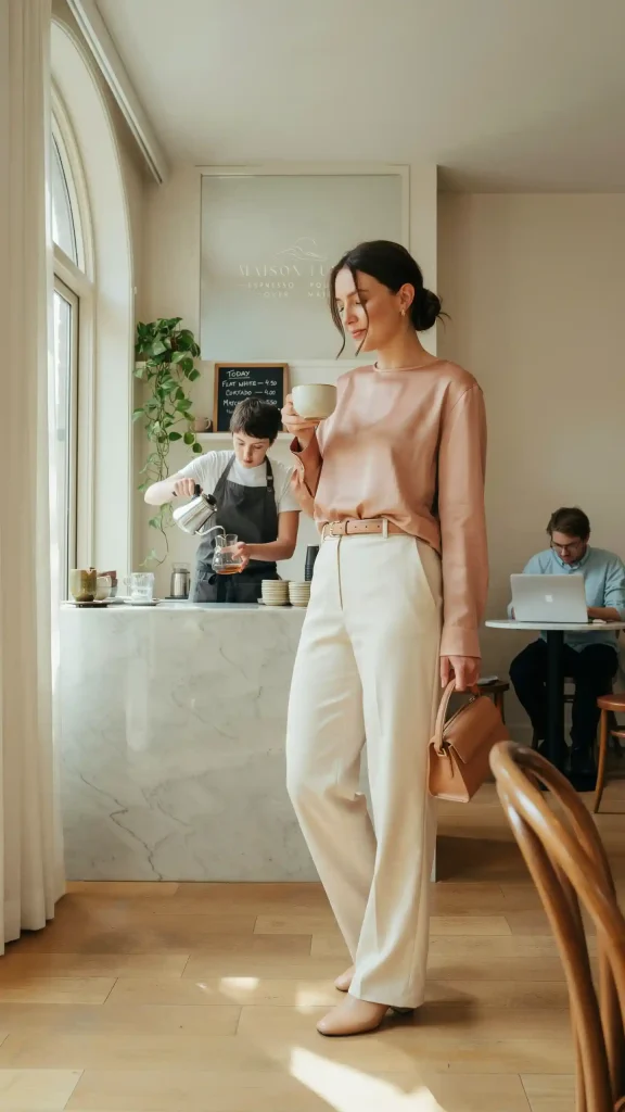 Rosewood-Pink-Blouse-With-High-Waist-Trousers Rosewood Pink Blouse With High Waist Trousers