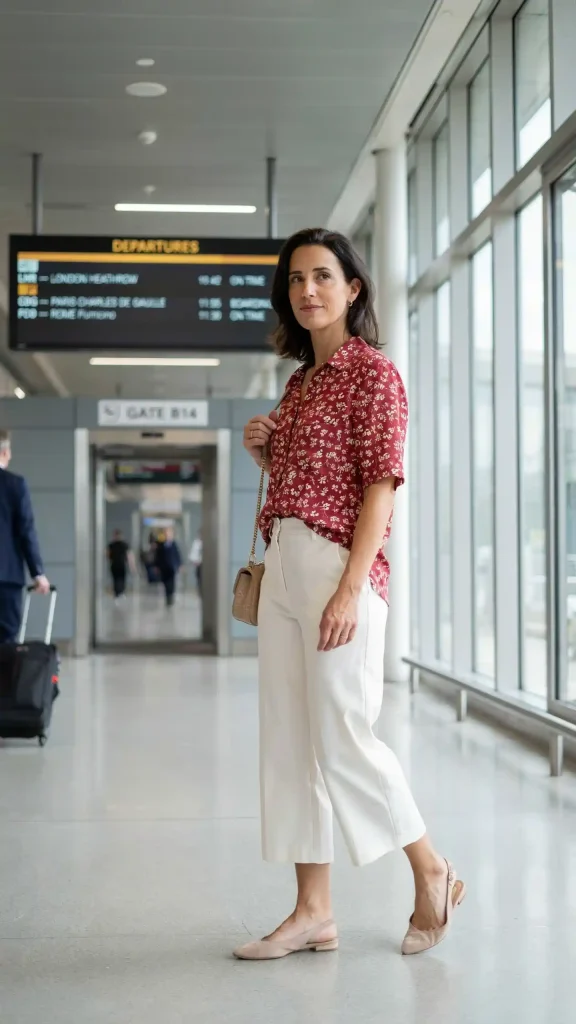 Ruby-Red-Short-Sleeve-Floral-Blouse-With-Off-White-Culottes Ruby Red Short Sleeve Floral Blouse With Off White Culottes
