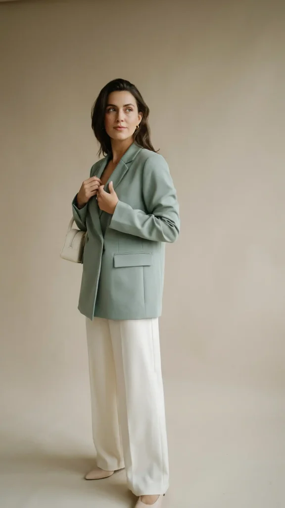 Sage-Green-Wrap-Blazer-with-Oyster-Wide-Leg-Trousers Sage Green Wrap Blazer with Oyster Wide Leg Trousers