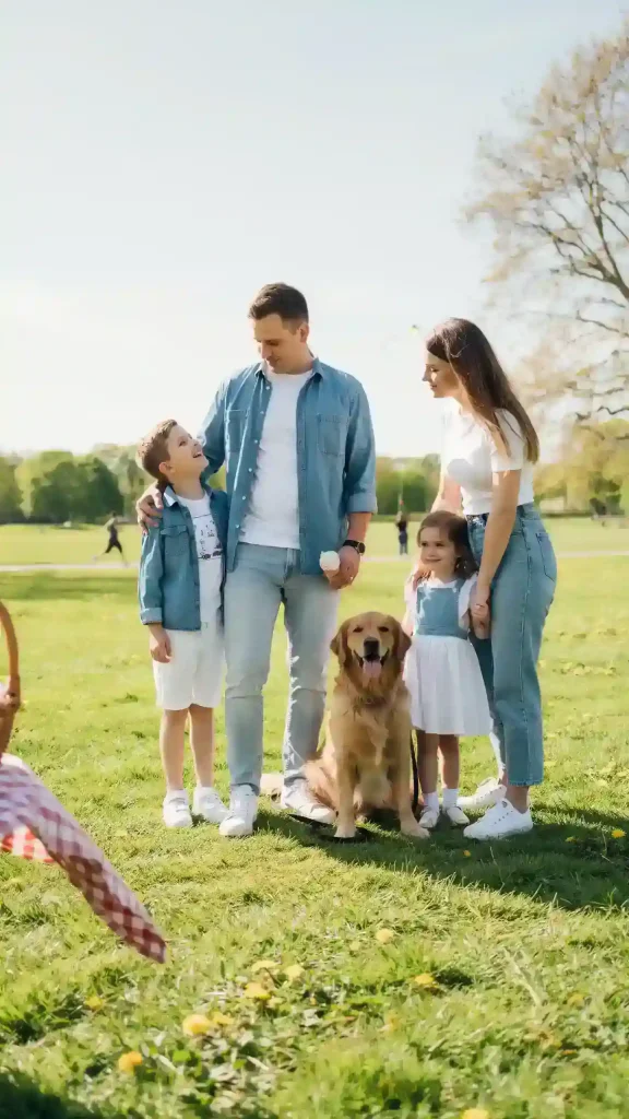 Sky-Blue-Denim-and-White-Coordinated-Casual-Family-Looks Sky Blue Denim and White Coordinated Casual Family Looks
