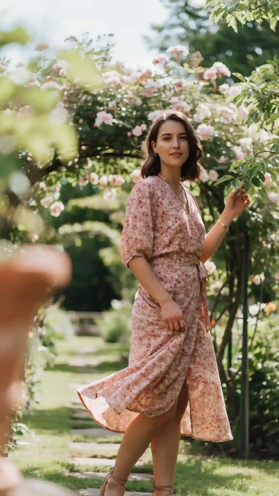 Soft-Pink-Floral-Wrap-Dress-With-Feminine-Summer-Charm Soft Pink Floral Wrap Dress With Feminine Summer Charm