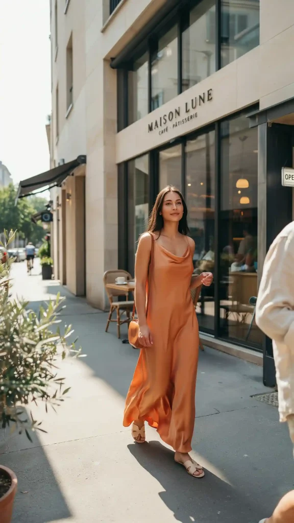 Tangerine-Orange-Maxi-Dress-With-Neutral-Sandals Tangerine Orange Maxi Dress With Neutral Sandals
