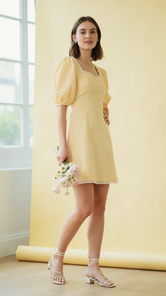 Yellow-Puff-Sleeve-Mini-Dress-With-Stylish-Lace-Party-Outfit-Inspiration Yellow Puff Sleeve Mini Dress With Stylish Lace Party Outfit Inspiration