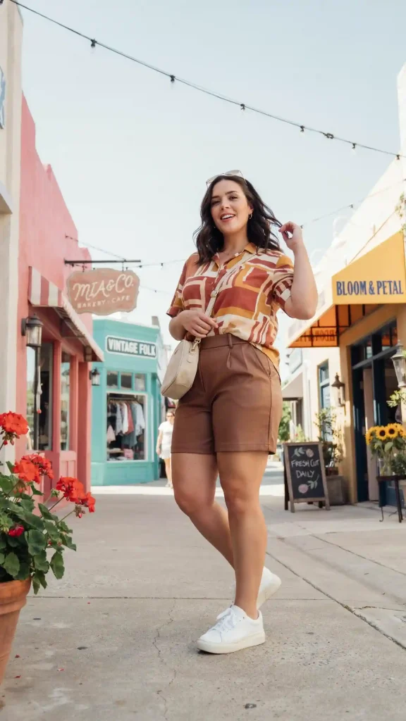 Chocolate-Shorts-and-Printed-Shirt-for-a-Rich-Summer-Look Chocolate Shorts and Printed Shirt for a Rich Summer Look