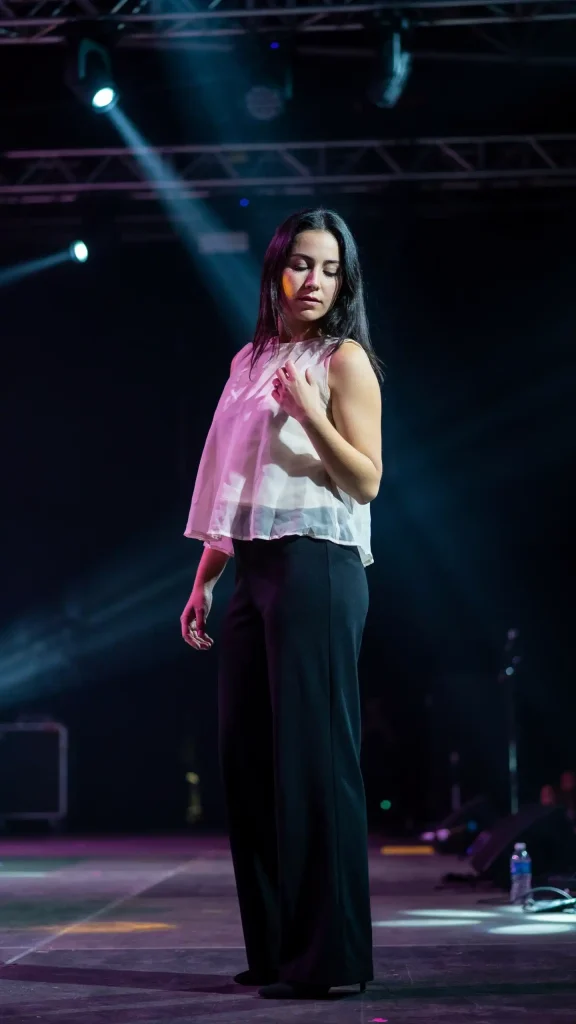 Ivory-Sheer-Layered-Top-with-Black-Wide-Leg-Trousers Ivory Sheer Layered Top with Black Wide-Leg Trousers