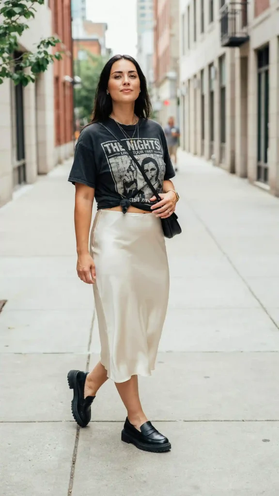 Ivory-Slip-Skirt-and-Graphic-Tee-for-Cool-Girl-Energy Ivory Slip Skirt and Graphic Tee for Cool Girl Energy