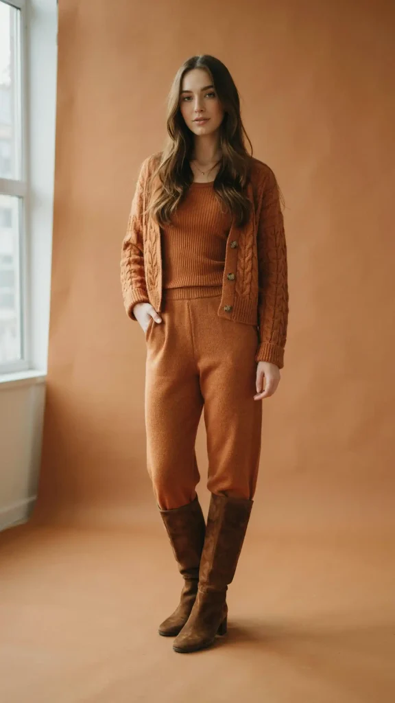 Cinnamon-Knit-Co-Ord-Set-with-Brown-Suede-Boots Cinnamon Knit Co-Ord Set with Brown Suede Boots