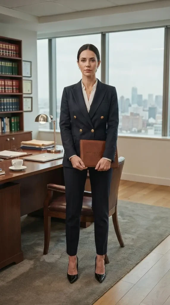 Navy-Double-Breasted-Suit-With-Crisp-White-Button-Down Navy Double-Breasted Suit With Crisp White Button-Down