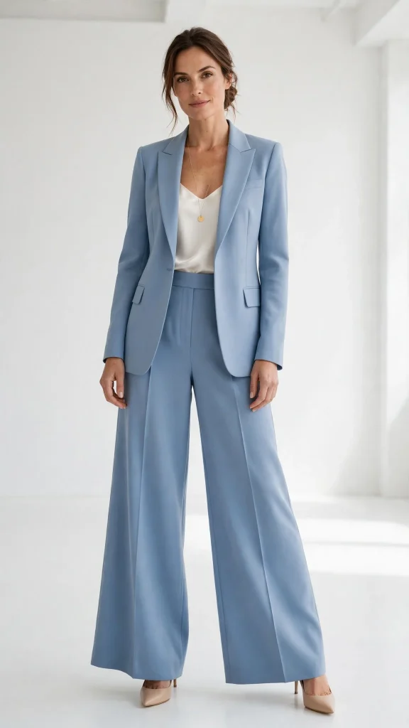 04-powder-blue-tailored-pantsuit-with-a-silk-camisole Powder Blue Tailored Pantsuit with a Silk Camisole