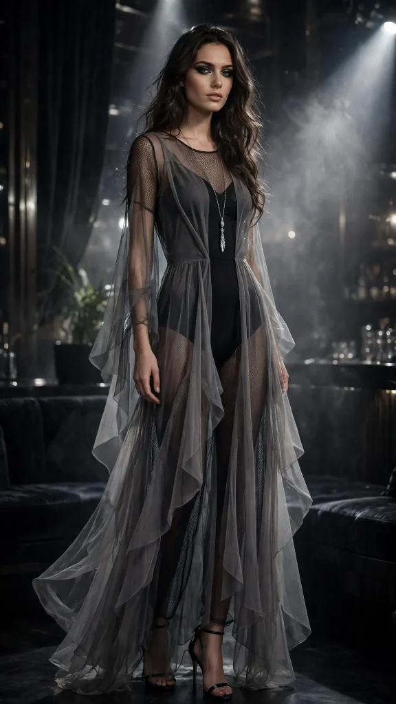 11-smoky-grey-sheer-mesh-maxi-dress-with-black-bodysuit 11. Smoky Grey Sheer Mesh Maxi Dress with Black Bodysuit
